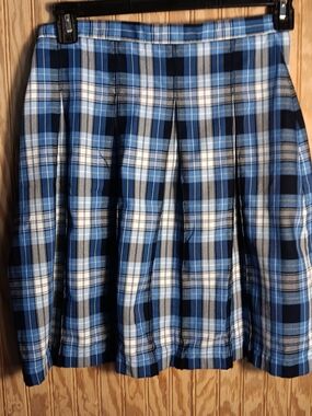 Lands' End Blue Plaid Skirt